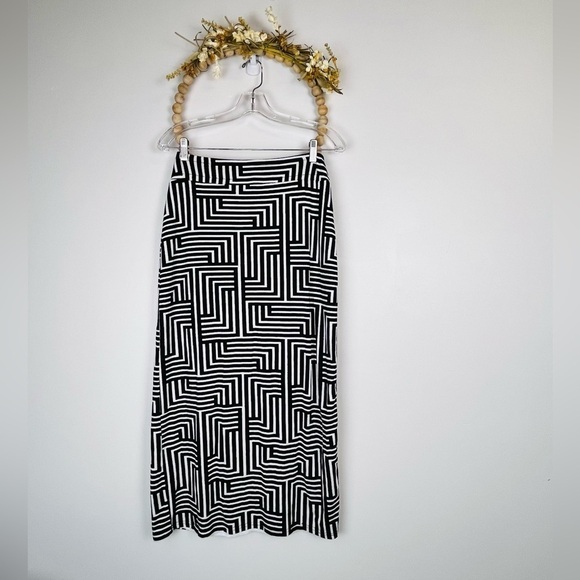 Anthropologie square print black and white Full stretchy Skirt size S - Picture 1 of 8